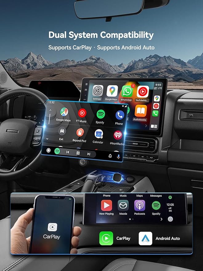 Wireless CarPlay & Android Auto Adapter USB-C with Smart Button, 2-in-1 CarPlay Wireless Adapter for iPhone & Android, One-Click Reset & Device Switch, 5GHz WiFi, Auto Reconnect, Plug & Play