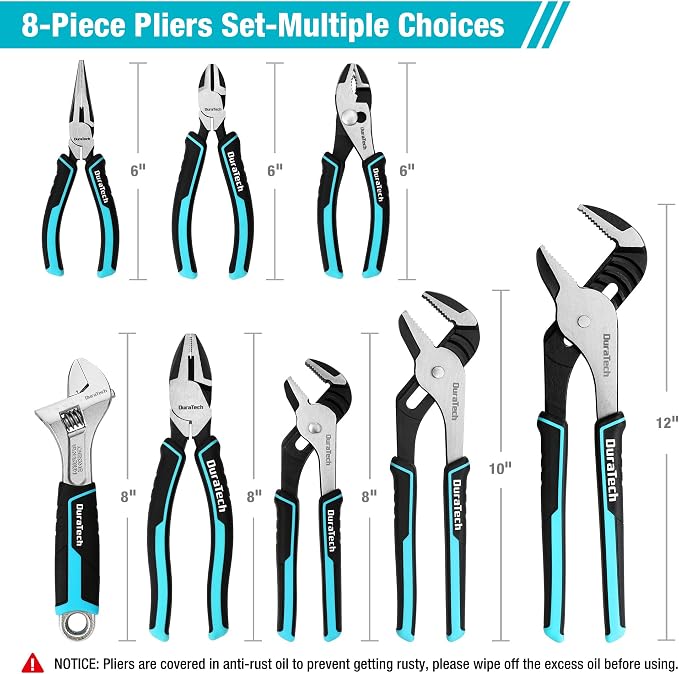 DURATECH 7-Inch Locking Pliers & DURATECH 8-Piece Pliers Set
