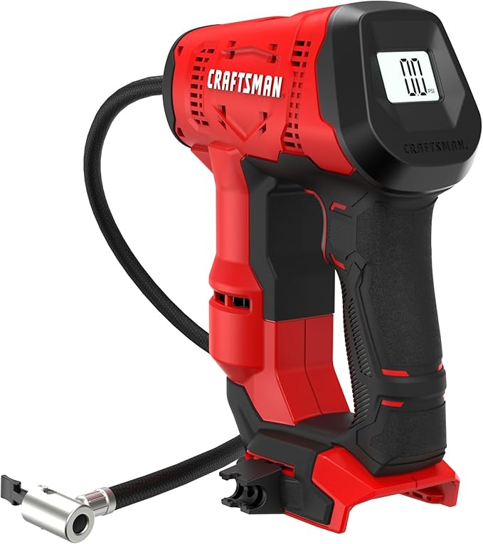 CRAFTSMAN V20 Air Compressor Portable, Cordless Tire Inflator, Up To 150 PSI Tire Pump, with Digital Pressure Gauge, Tool Only (CMCE521B)