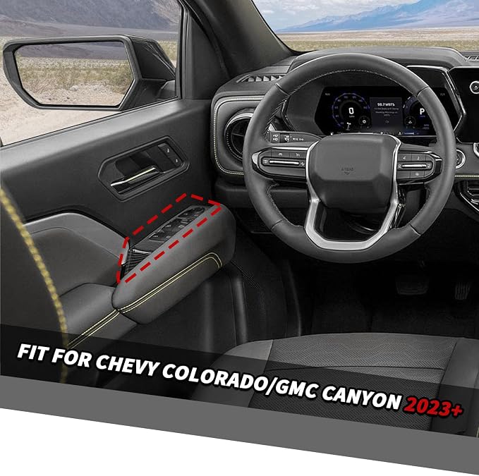 Jimen Fit for Chevrolet Colorado/GMC Canyon 2023-2025, Window Lift Switch Panel Cover Trim (Carbon Fiber)