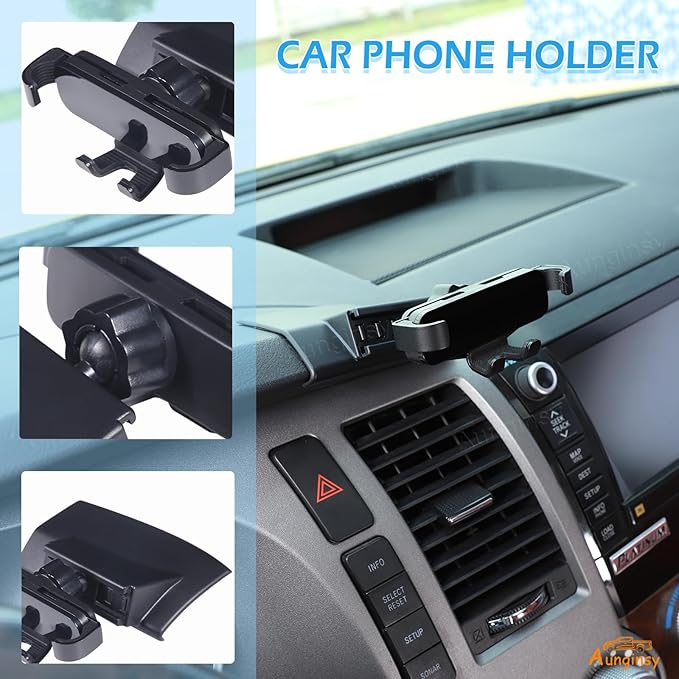 Car Phone Mount Compatible with Toyota Tundra/Sequoia 2007-2013 Center Console Air Outlet Vent Upper Panel Mobile Phone Holder Dashboard Hands-Free Universal Cell Phones Navigation Bracket Accessories