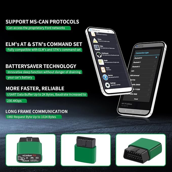 VGATE vLinker FD Bluetooth OBD2 Scanner Diagnostic Tool, Car Code Readers & Scan Tools for Android & Windows (Not iOS), Wireless OBD2 Adapter Auto All System Diagnostic to Check Engine Light