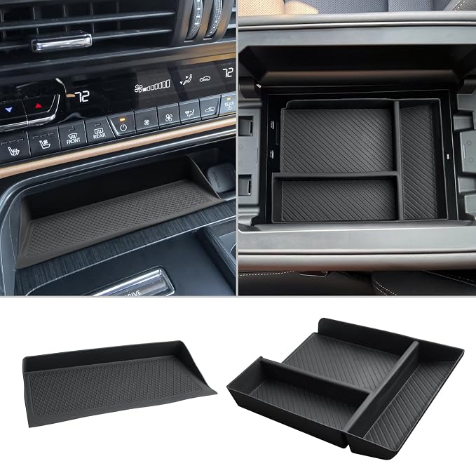 CDEFG 2PCS for 2024 2025 2026 Mazda CX-90 CX-70 Center Console Organizer for 2024-2026 Mazda CX-90 CX-70 Middle Console Storage Box Wireless Charging Protecive Mat CX-90 CX70 Accessories