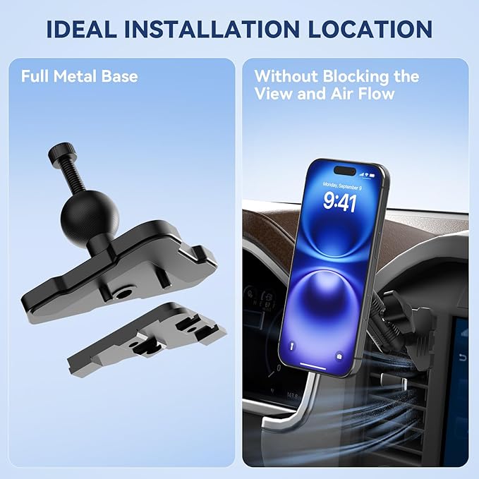 Surfcabin CNC Truck Air Vent Phone Holder, Magnetic Full Metal Phone Mount for F150, Phone Cradles Compatible with Ford F150 2021-2025 & Super Duty F250 F350 F450 2021-2025 and Most Cellphones