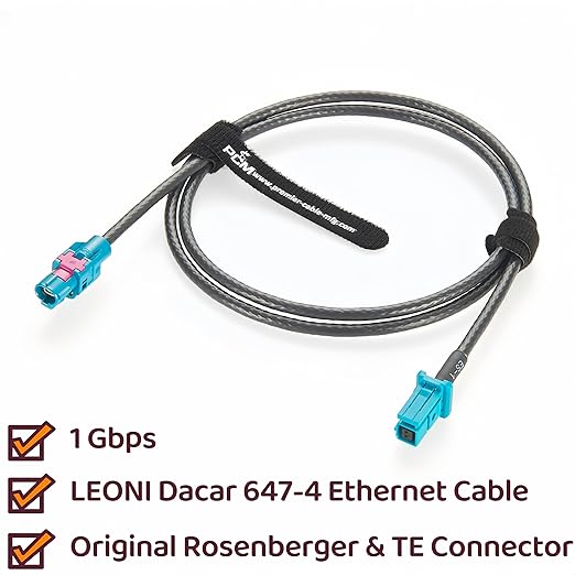 Original Rosenberger H-MTD Female to TE MATEnet Female Automotive Ethernet Cable 1Gbps E6K10A-1BZZ5-Z to 2302510-9 Shielded Connector 100/1000BASE-T1 for ADAS Camera, ECU, IVI Networking(1M/3.28FT)