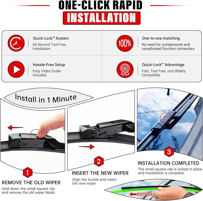Windshield Wiper Blades Replacement for Mazda CX-5 CX-9 2017 2018 2019 2020 2021 2022-2024 CX5 CX9 Original Factory Quality Front Rear Wipers Blade Set for My Car - 24" 18" 14" (Pack of 3)