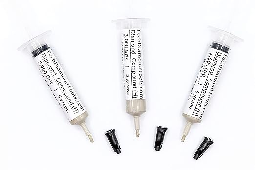 TechDiamondTools Kit of 3 Diamond Polishing Compound Polishing Paste USA Made 1500 3000 5000 Grit for Marble Glass Metal Rock Jewelry Resin Silver Gemstone with High Concentration of Diamond Powder