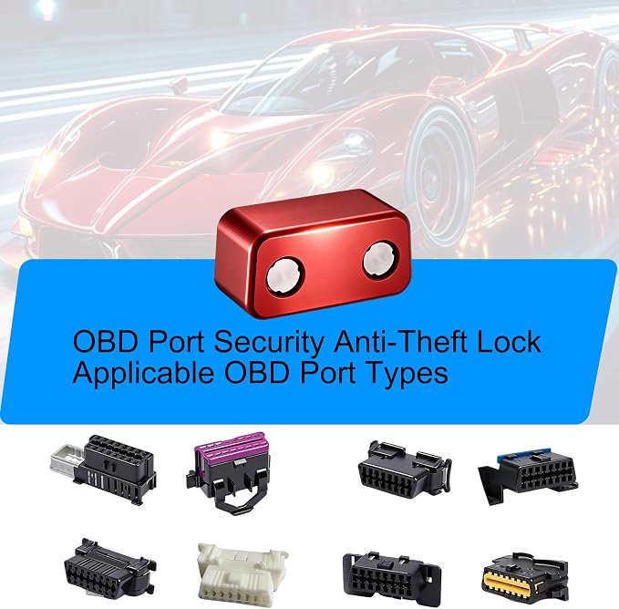 OBD Lock OBD2 Port Locking Tool, Metal OBD Port Protector for Car/SUV/Truck,OBD-II Anti Theft Protector Antitheft Accessories（Red）