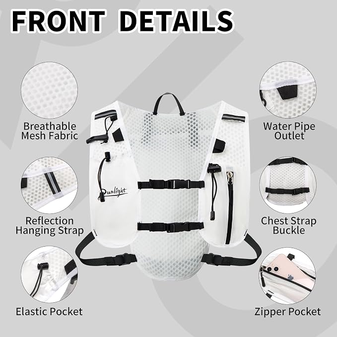 Runlight Running Vest for Women Men Lightweight Hydration Backpack Pack with 1.5L Water Bladder Bag Hydro Daypack for Hiking,Trail,Skiing,Camping,Cycling,Race,Marathon