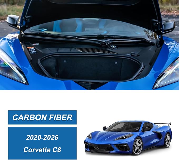 Real Carbon Fiber Front Trunk Panel Cover Trim Compatible with Corvette C8 2020-2026, Interior Decor Sticker Accessories