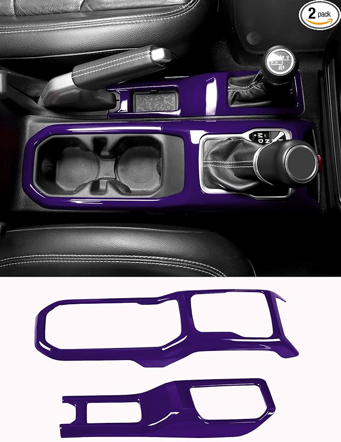 Savadicar Purple Interior Accessories - Gear Shift Panel Trim Set for 2018-Present Jeep Wrangler JL JLU 4XE & Gladiator JT - Solid Color Interior Decor Upgrade Option, 2-Piece