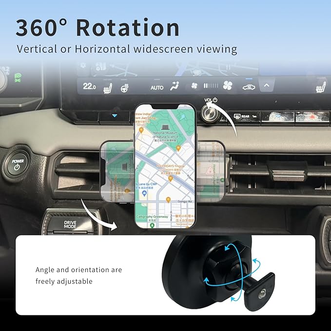 Magnetic Car Phone Mount for Toyota RAV4 2026,Vehicle-Specific Air Vent Phone Mount,MagSafe Compatible Hands-Free 360° Rotation Cell Phone Holder,RAV4 Interior Accessories