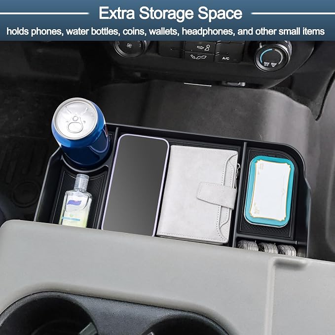 JDMCAR Front Center Seat Headrest Organizer and Underseat Storage Organizer Compatible with 2015-2026 Ford F150 F250 F350 F450 F550 F650 Accessories