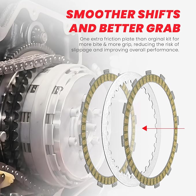 Clutch Kit Disc Friction Steel Plates compatible with Harley Davidson Twin Cam Touring Dyna Softail Models 1997-2017, Replace of P/N 37980-10 307-30-10013