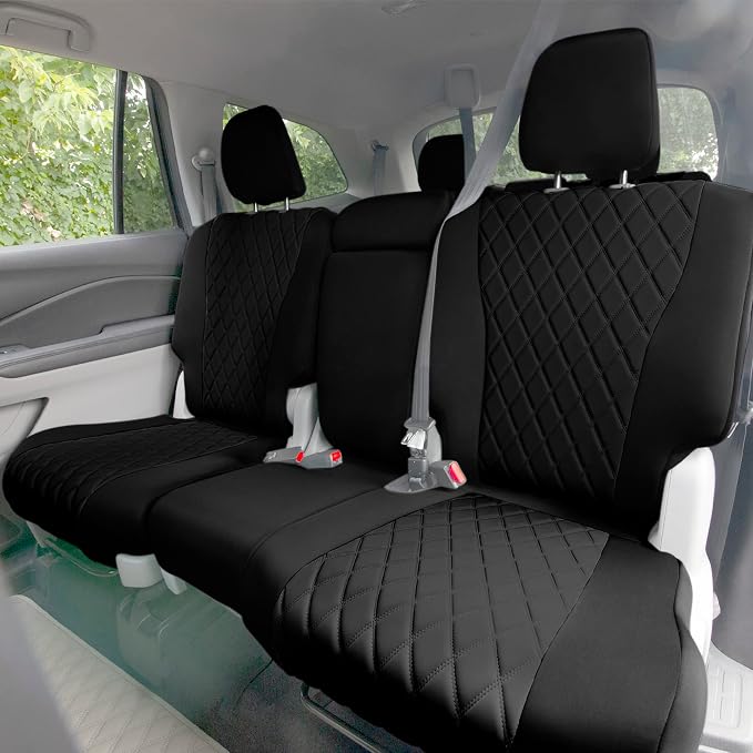 FH Group Custom Fit Car Seat Covers Specifically Made for 2016–2022 Honda Pilot, 3 Row Full Set Black Ultraflex Neoprene, Waterproof Car Seat Cover, Honda Accessories