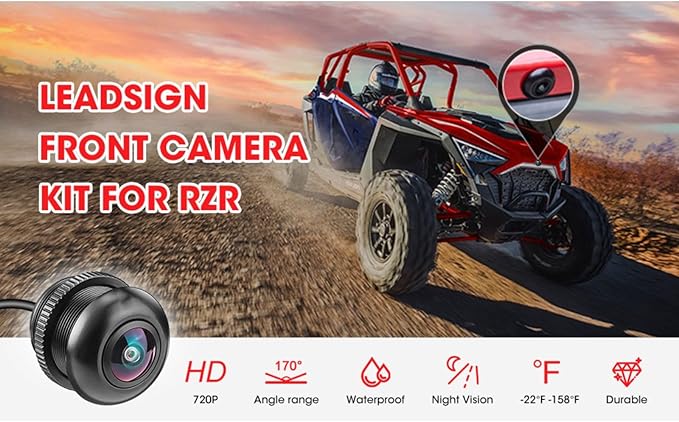 RZR Front Camera Kit, 720P HD 170 Degree Wide Angle, Plug and Play Compatible with Polaris RZR PRO XP Turbo 1000 900 PRO R