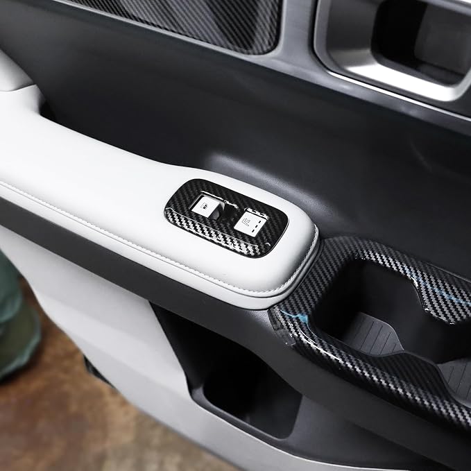 4Pcs Carbon Fiber Style Door Lock Glass Control Button Panel Cover Window Lift Switch Panel Trim Compatible with Hyundai Santa Fe 2024-2026 MX5 Accessories (Carbon Fiber Style)