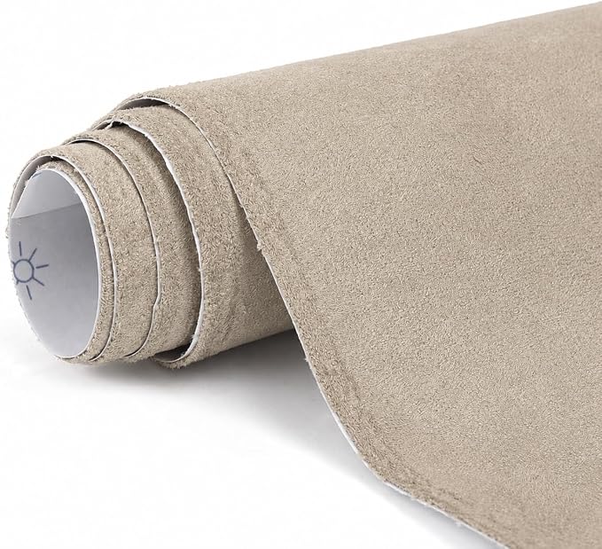Premium Beige Suede Fabric Wrap - 17x70 inch Suede Wrap for Car Interior - Self-Adhesive Microfiber and Synthetic Leather, Stretchable Interior Film for Car and Home Decor