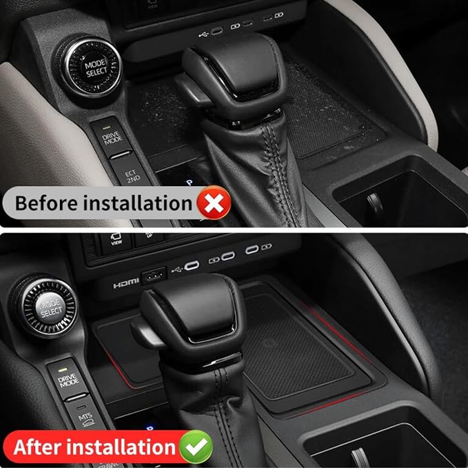 2Pcs Center Console Organizer Fit for 2026 2025 2024 Toyota Land Cruiser 250 Prado - Wireless Charging Pad & Central Control Secondary Storage Box Insert Divider Cubby Drawers Interior Accessories
