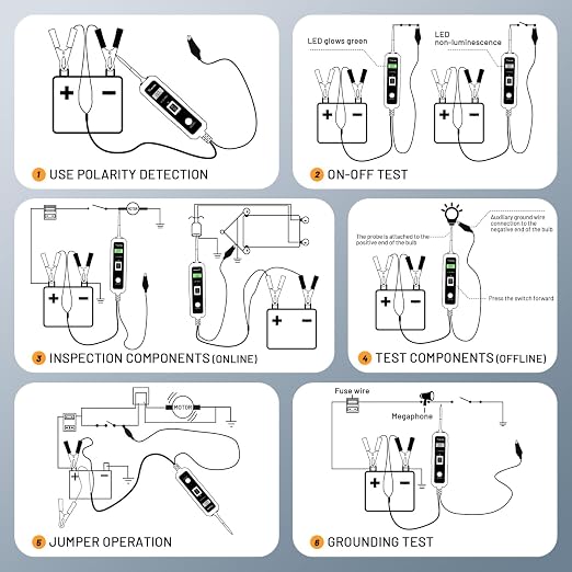 VDIAGTOOL V100 PRO Power Circuit Probe Tester, 6V-30V DC Multifunctional Car Test Light Automotive with Component Activation, Voltage, Continuity Test, Overload Protection for Car SUV RV Motorcycle