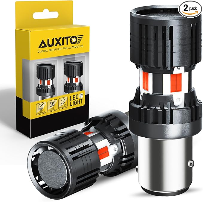 AUXITO CANBUS 1157 LED Bulbs Red with Built-in Resistor 2057 2357 7528 BAY15D Anti Hyper Flash Error Free Brake Lights, Tail Lights, Stop Lights, Turn Signal Lights, Pack of 2