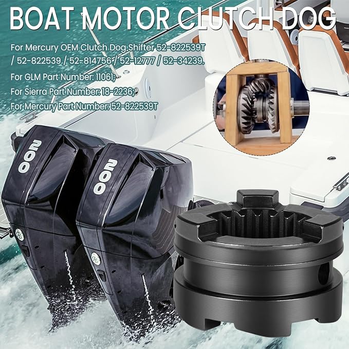 Bonbo Boat Motor Clutch Dog 3 Jaw Reverse Replace for Mercury Clutch Dog Shifter 52-822539t Replace for GLM #11061, Replace for Sierra #18-2236