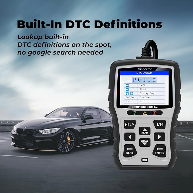 CR20 Pro Enhanced Universal OBD2 Scanner Car Code Reader Check Engine Fault Reader to Turn Off CEL Light, Read & Clear DTCs, Data Graphing, Voltage Test, Silver/Black