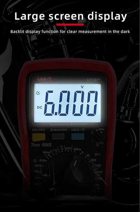 UNI-T UT107+ Digital Multimeter, Pocket-Sized Mini Voltage Tester, AC/DC Voltage & Current, Resistance, Continuity, Diode Test, CAT III 600V Safety, with Test Leads & Case for Home DIY, Car Repair