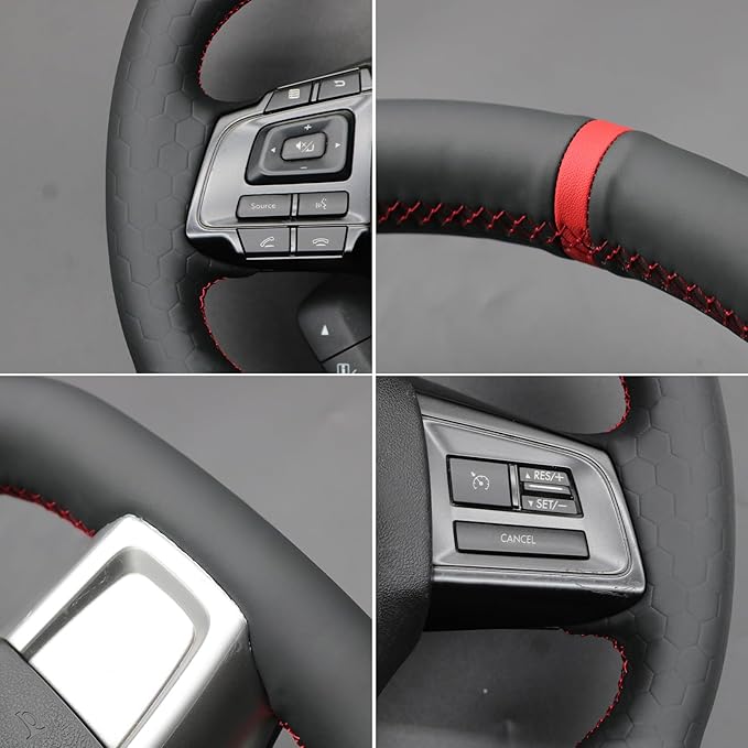 MEWANT Hand Stitch Steering Wheel Cover Wrap for Subaru WRX / WRX STI 2015-2021 - Steering Wheel Accessories