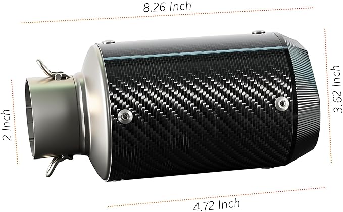 Motorcycle Exhaust, Slip-on Motorcycle Muffler, Carbon Fiber Slip on Exhaust Muffler, Fit for Z900 GSXR750 CBR650 and more, with Complete Accessories, Black