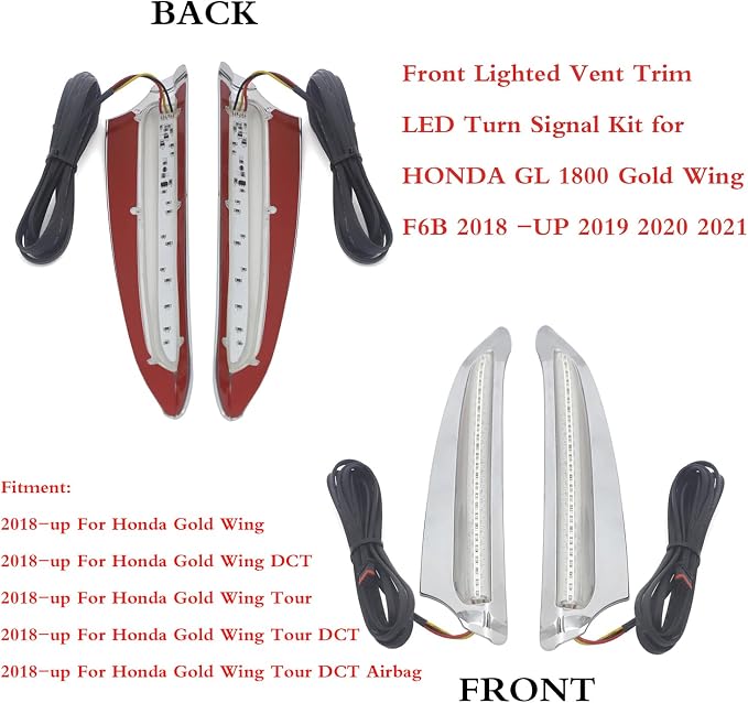 Motorcycle LED Lights Vent Trim Turn Signal Led Fits Honda Goldwing GL1800 F6B 2018 UP 2019 2020 2021 Motorbike NAV Lighting with 48000 Wiring Harness (Silver)