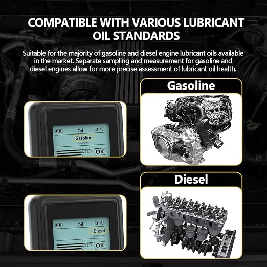 Engine Oil Tester AS503 Gasoline & Diesel Engine Oil Quality Tester Kit Professional Engine Oil Diagnostic Tool for Test Transmittance and Temperature with High-Precision,31.5 inch Flexible Probe