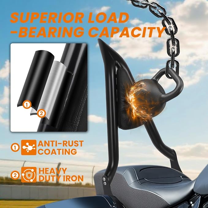 2009-2025 Sissy Bar for Harley Davidson Touring, 26'' Detachable Rear Passenger Backrest for Road King, Road Glide, Street Glide, Ultra Limited, Electra Glide, CVO, Ultra Classic Electra Glide