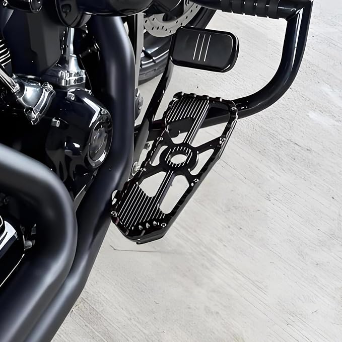 Motorcycle Driver Floorboards Front Footboards Pedal Offroad Rider Foot Pegs Fit for Harley Touring Road King Road Glide Electra Glide Street Glide Softail Dyna (Black Edge)
