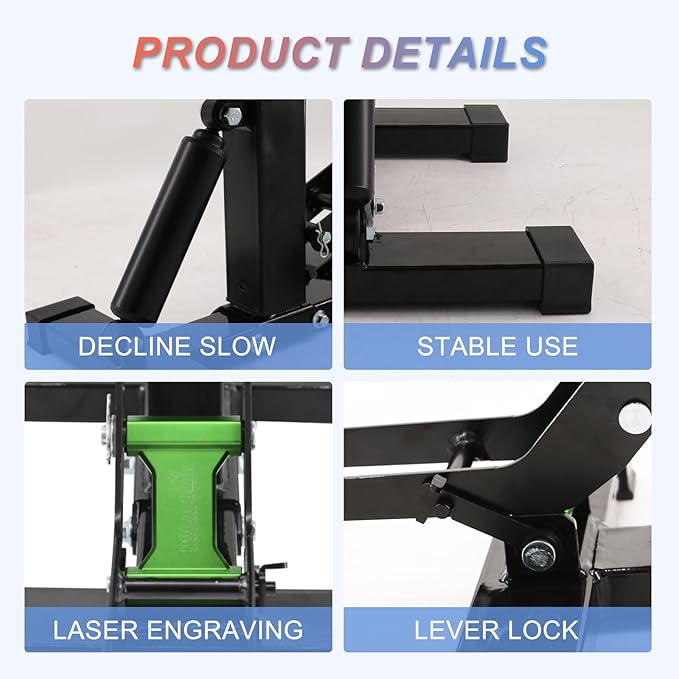 POLARBEAR Dirt Bike Stand and Lift Motorcycle Hydraulic Jack Stands1200LBs Capacity Adjustable Height Quick Jack for Maintenance(Green)