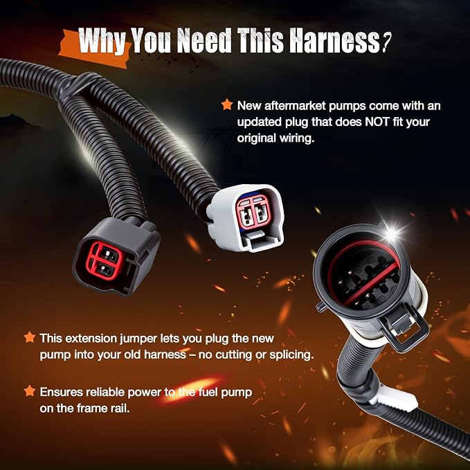 iFJF HFCM Fuel Pump Wiring Harness Compatible with Ford 6.0L Super Duty | F250-F550 Excursion Powerstroke V8, Common Rail System Guard, Heavy-Duty Fluoroelastomer Seals, Plug-and-Play Install