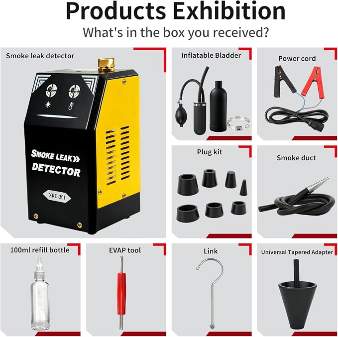 Automotive Smoke Machine with Built-in Air Pump-12V DC Smoke Machine for 12V Cars, Motorcycles, Trucks, Boats & ATVs