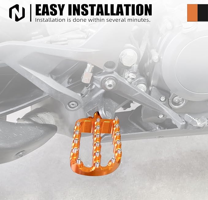 NICECNC Flat Foot Pegs Footpeg Compatible with 390 Adventure 2020 2021 2022 2023 2024, Foot Pedals, Anodization, CNC-machined, Orange