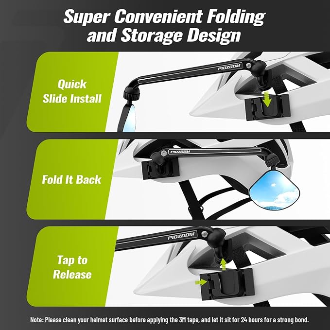 Bike Helmet Mirror for Cycling- 360° Adjustable and Rotatable Safe Rearview Mirror for Bicycle Riding Accessories and Other Outdoor Activities, Easy to Install
