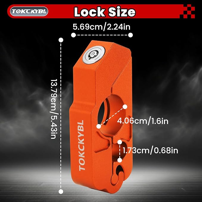 Motorcycle Lock, Heavy Duty Anti Theft Helmet, Brake and Handlebar Lock, Universal for Motorcycles, ATVs, Dirt Bikes, Mopeds, Scooters, Orange