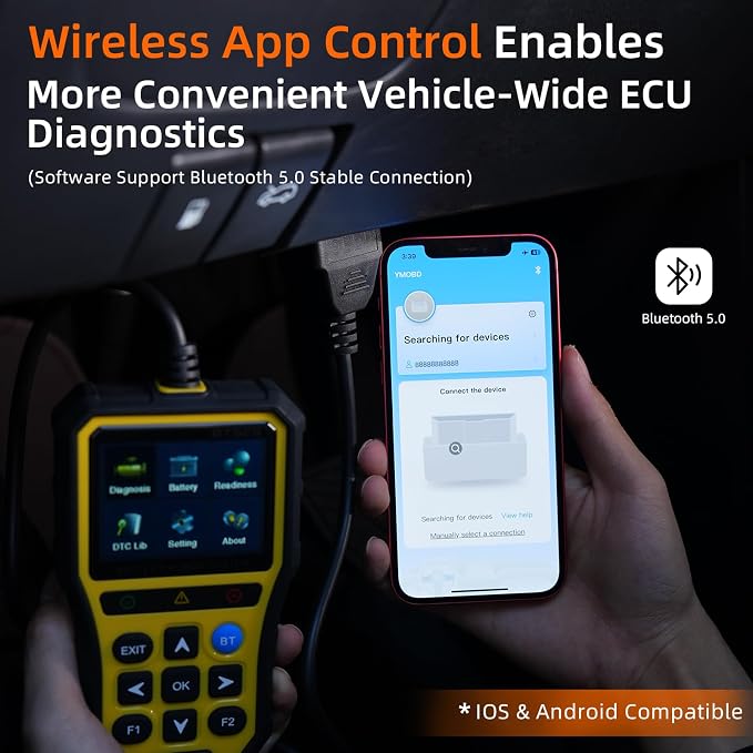 2-in-1 OBD2 Scanner with Battery Tester, 2025 Elite Engine Code Reader & 12V Battery Tester for AGM/EFB, Cranking/Charging Analyzer, Bluetooth Scan Tool for Gas Cars, SUVs & Vans