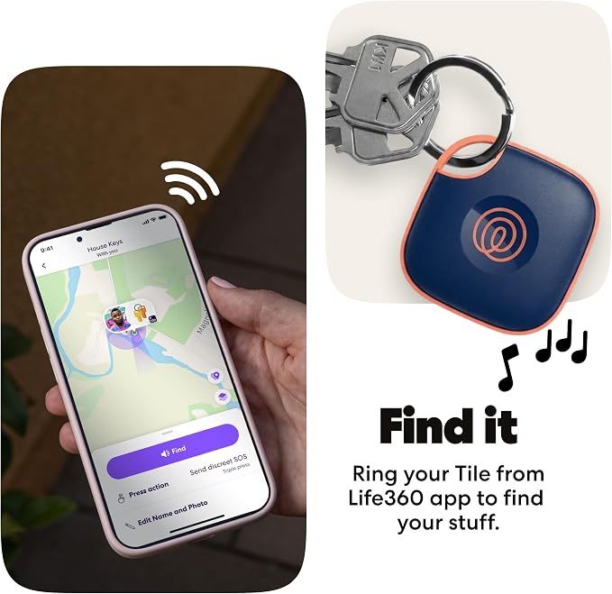 Life360 Tile - Bluetooth Tracker, Keys Finder and Item Locator for Keys, Bags and More. Phone Finder. Both iOS and Android Compatible. 4-Pack