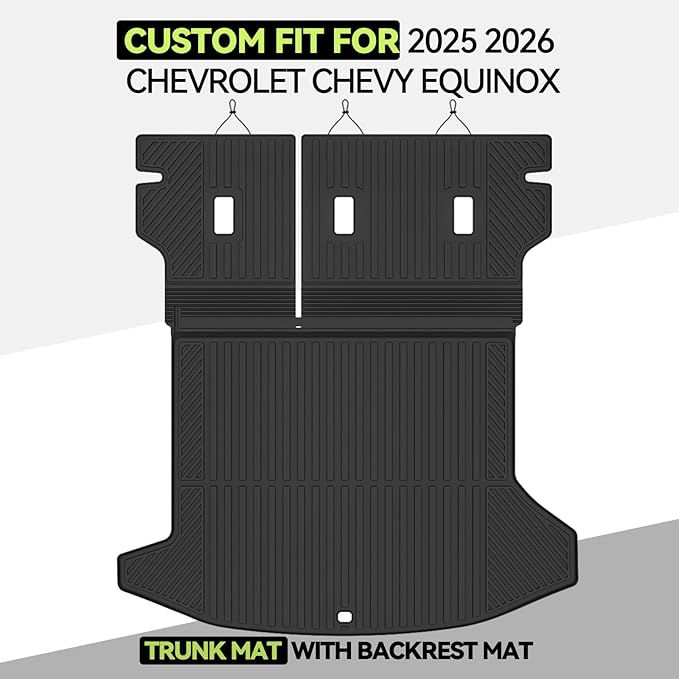Cargo Mat for 2025 2026 Chevrolet Chevy Equinox, All Weather TPE Cargo Liner Mat with Backrest Mats Protectors for Chevrolet Chevy Equinox Trunk Mat Accessories