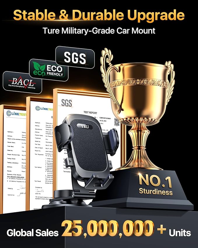 Military-Grade for Tesla Phone Mount 2026 Foldable Heavy-Duty Metal, 360° Rotatable Arm, 90LBS Safest Strongest Cert & Patent Car Holder, Extreme -40~203°F Resistant for Model 3 Y X S Cybertruck Black
