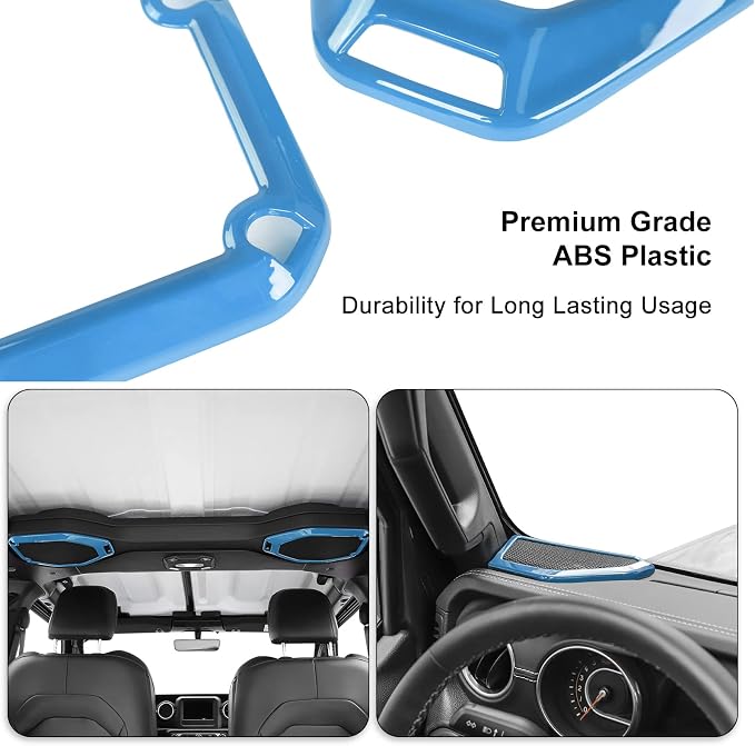 A Pillar Speaker Trim Cover & Roof Speaker Audio Trim Cover Ring Kit Decoration Interior Accessories for Jeep Wrangler JL JLU & Gladiator JT 2018-2022,Light Blue