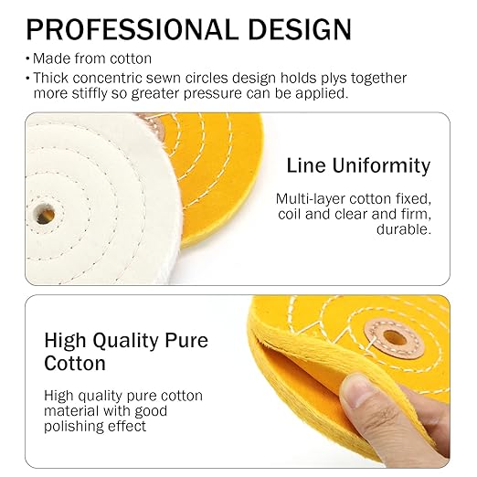 SCOTTCHEN 6inch Buffing Polishing Wheels 1/2" Arbor Hole,Soft/Fine/Medium for Bench Grinder-3PCS,with Buffing Polishing Cutting Compounds 7.4 Oz.Kit,with 2 Pack Non-Woven Bandage