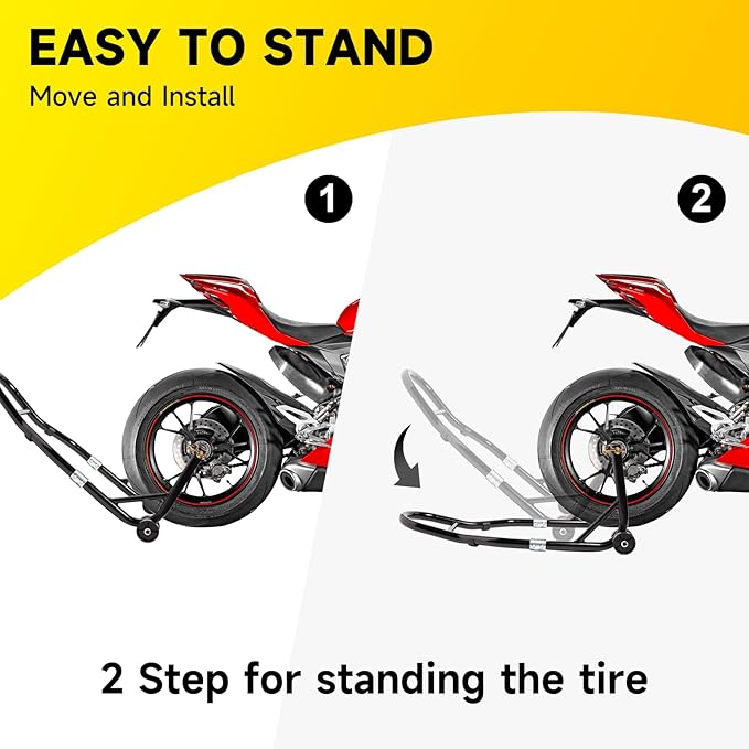 Motorcycle Stand Front Rear Wheel Lift Combo Swingarm Spool Peddock Stands for Yamaha Honda Kawasaki Suzuki U+L Black