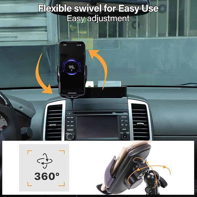Car Dashboard Storage Tray Compatible with Nissan Frontier 2009-2017 ABS Dashboard Non-Slip Storage Organizer Tray with Phone Holder Mount Interior Accessories (Style F)