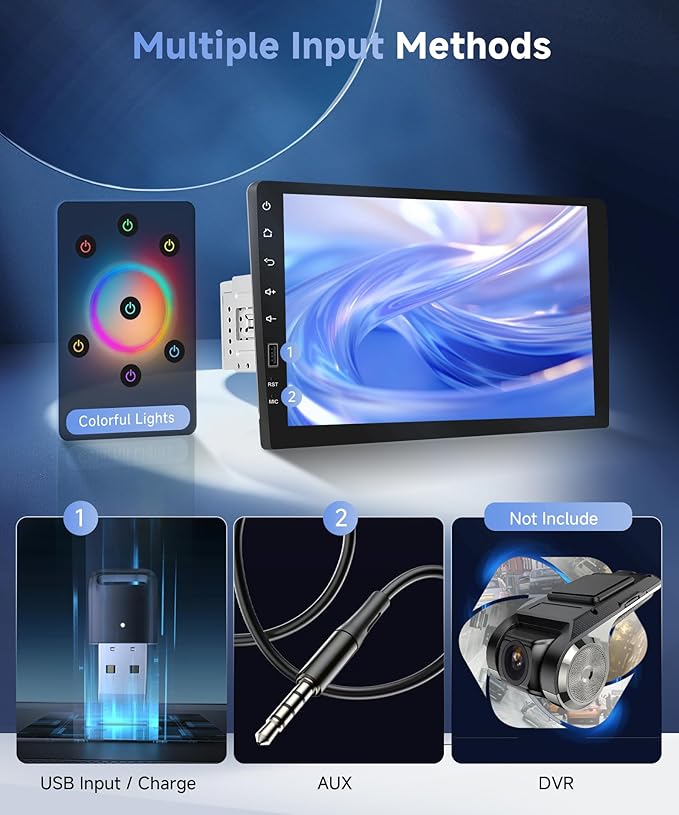 Single Din Car Stereo Support Wireless Carplay Android Auto You-Tube, 9-Inch IPS Touch Screen Car Radio 1 Din with backup Camera Car Audio Receiver Support Mirror Link Bluetooth FM USB EQ SWC