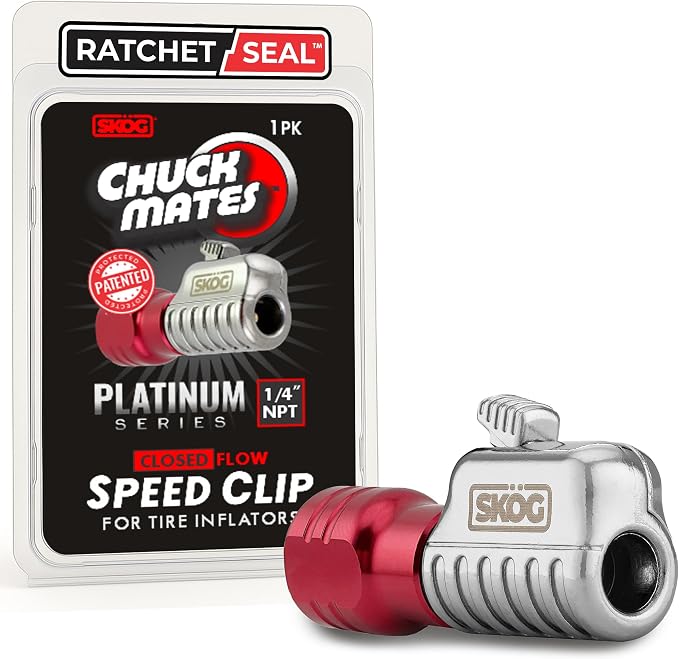 SKÖG Chuck Mates 1/4" NPT Platinum Series Locking Quick-Connect for Tire Inflation |Patented RatchetSeal Leak-Free Design | (Closed-Type)